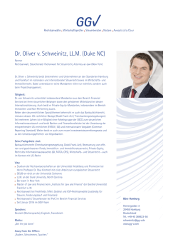 Dr. Oliver v. Schweinitz, LL.M. (Duke NC)