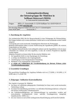 Leistungsbeschreibung der Intensivgruppe für Mädchen in Selfkant