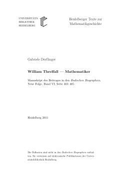 Heidelberger Texte zur Mathematikgeschichte Gabriele Dörflinger
