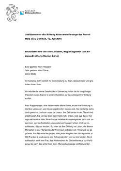 Jubil&auml;umsfeier der Stiftung Alterswohnf&uuml;rsorge