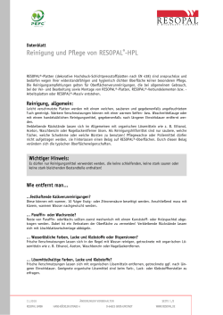 Reinigung und Pflege von RESOPAL&reg;-HPL