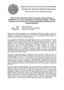 Histomorphometrische Untersuchung bei unterschiedlichen