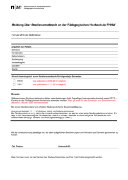 Formular Meldung Studienunterbruch/Beurlaubung