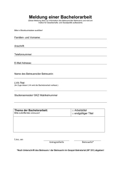 Meldung einer Bachelorarbeit