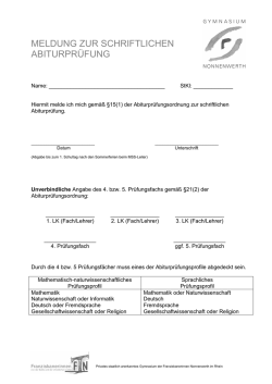 Meldung schriftliches Abitur