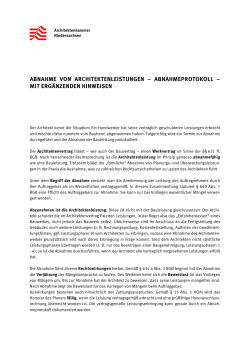 abnahme von architektenleistungen &ndash; abnahmeprotokoll