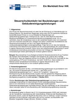 Steuerschuldumkehr bei Bauleistungen und - IHK Bonn/Rhein-Sieg