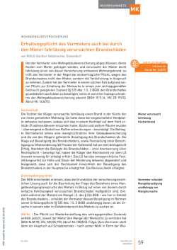 erhaltungspflicht des Vermieters auch bei durch den mieter