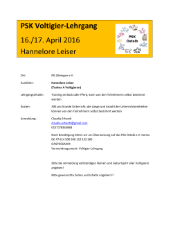 PSK Voltigier-Lehrgang 16./17. April 2016 Hannelore Leiser