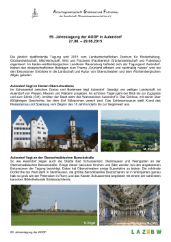 59. Jahrestagung der AGGF in Aulendorf 27.08. – 29.08.2015