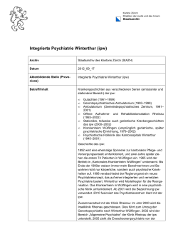 Integrierte Psychiatrie Winterthur (ipw) - VSA-AAS