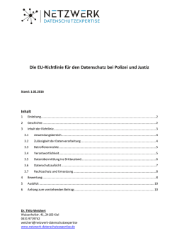 Die EU-Richtlinie für den Datenschutz bei Polizei und Justiz