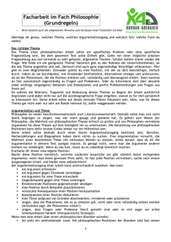 Infos zur Facharbeit im Fach Philosophie