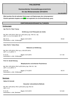 PHILOSOPHIE Kommentiertes Veranstaltungsverzeichnis für das