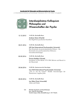 Interdisziplin&auml;res Kolloquium Philosophie und Wissenschaften der