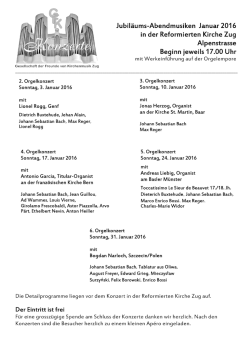 Jubil&auml;ums-Abendmusiken Januar 2016 in der Reformierten