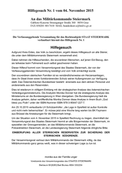 Hilfegesuch Nr. 1 vom 04. November 2015 An