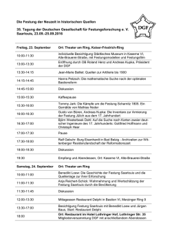 Die Festung der Neuzeit in historischen Quellen 35. Tagung der