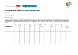 Dokumentation der Anwesenheit sowie Teilnahme am Essen