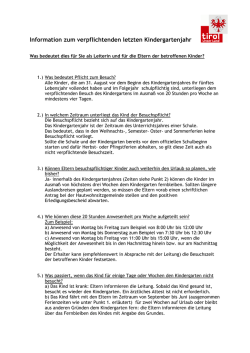 Information zum verpflichtenden letzten Kindergartenjahr