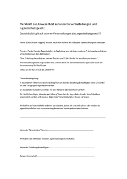 Merkblatt zur Anwesenheit auf unseren Veranstaltungen und