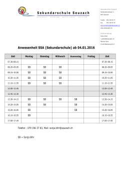 Sekundarschule Seuzach Anwesenheit SSA (Sekundarschule) ab