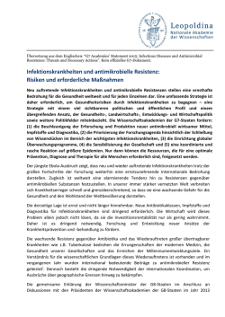 Infektionskrankheiten und antimikrobielle Resistenz
