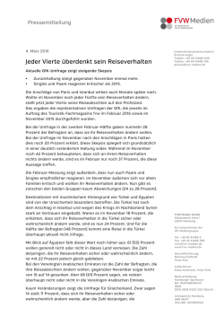 Jeder Vierte &uuml;berdenkt sein Reiseverhalten