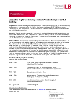 Jacqueline Tag f&uuml;r vierte Amtsperiode als Vorstandsmitglied der ILB