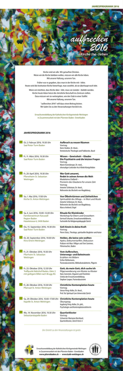 Jahresprogramm 2016 - Kath. Kirche Wettingen