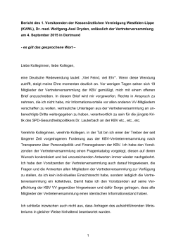 Bericht - Kassenärztliche Vereinigung Westfalen