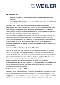 PRESSEMITTEILUNG &bull; Unternehmensgruppe der Familie