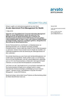 Arvato übernimmt Print Management für Nestlé