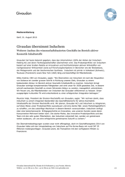 Givaudan &uuml;bernimmt Induchem