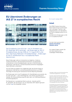 EU übernimmt Änderungen an IAS 27 in europäisches Recht