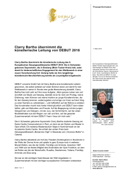 Clarry Bartha übernimmt die künstlerische Leitung von DEBUT 2016