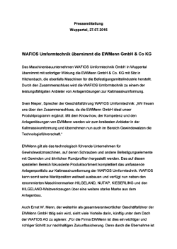 Pressemitteilung Wuppertal, 27.07.2015 WAFIOS Umformtechnik
