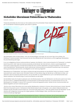 Eichsfelder &uuml;bernimmt Polsterfirma in Thalwenden &ndash; Eichsfeld