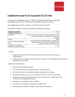 Entgeltbestimmungen für die Zusatzoption EU 250 Paket