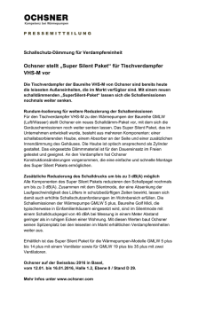 Ochsner stellt &bdquo;Super Silent Paket&ldquo; f&uuml;r Tischverdampfer