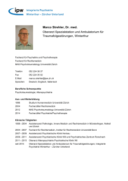 Marco Strehler, Dr. med. Oberarzt Spezialstation und Ambulatorium