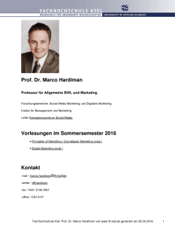Fachhochschule Kiel: Prof. Dr. Marco Hardiman