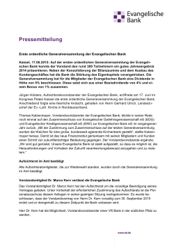 Pressemitteilung - Evangelische Bank eG