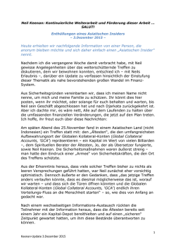 Heute erhielten wir nachfolgende Information von einer Person, die
