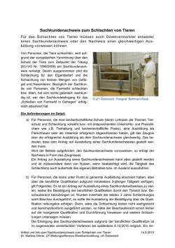 Sachkundenachweis zum Schlachten von Tieren
