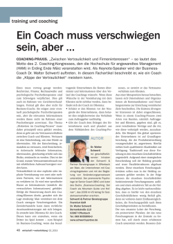 Ein Coach muss verschwiegen sein, aber - Coaching
