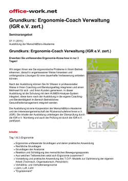 Grundkurs: Ergonomie-Coach Verwaltung (IGR eV - Office