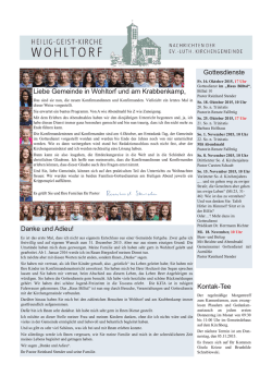 Gottesdienste Liebe Gemeinde in Wohltorf und am