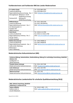 Fachberaterinnen und Fachberater BNE des Landes Niedersachsen