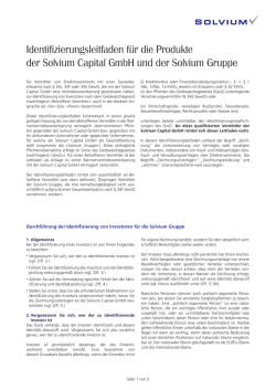 Durchf&uuml;hrung der Identifizierung von Investoren f&uuml;r die Solvium